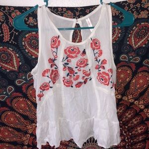 Flower Embroidered Peplum tank🥀